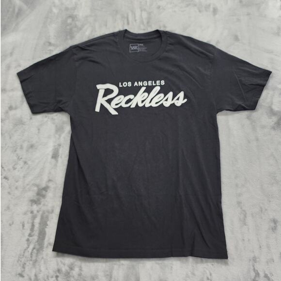 Young & Reckless Los Angeles Crew Neck Short Sleeve Logo Tee Size L Black White - Picture 1 of 7